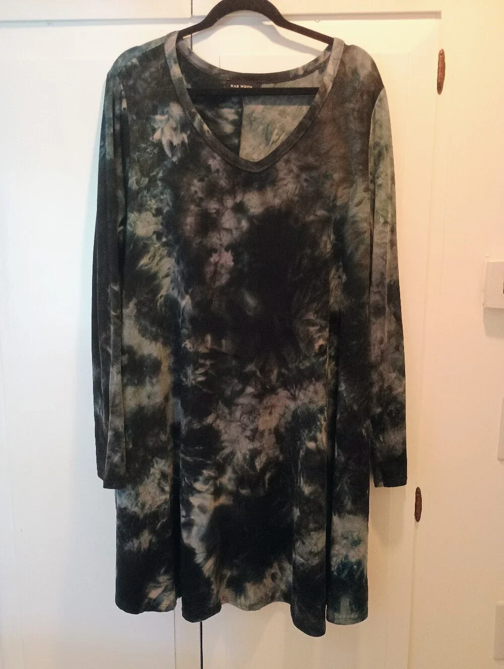 Rae Mode Black & Gray Tie-Dye Long Sleeve Swing Dress - Picture 2 of 5